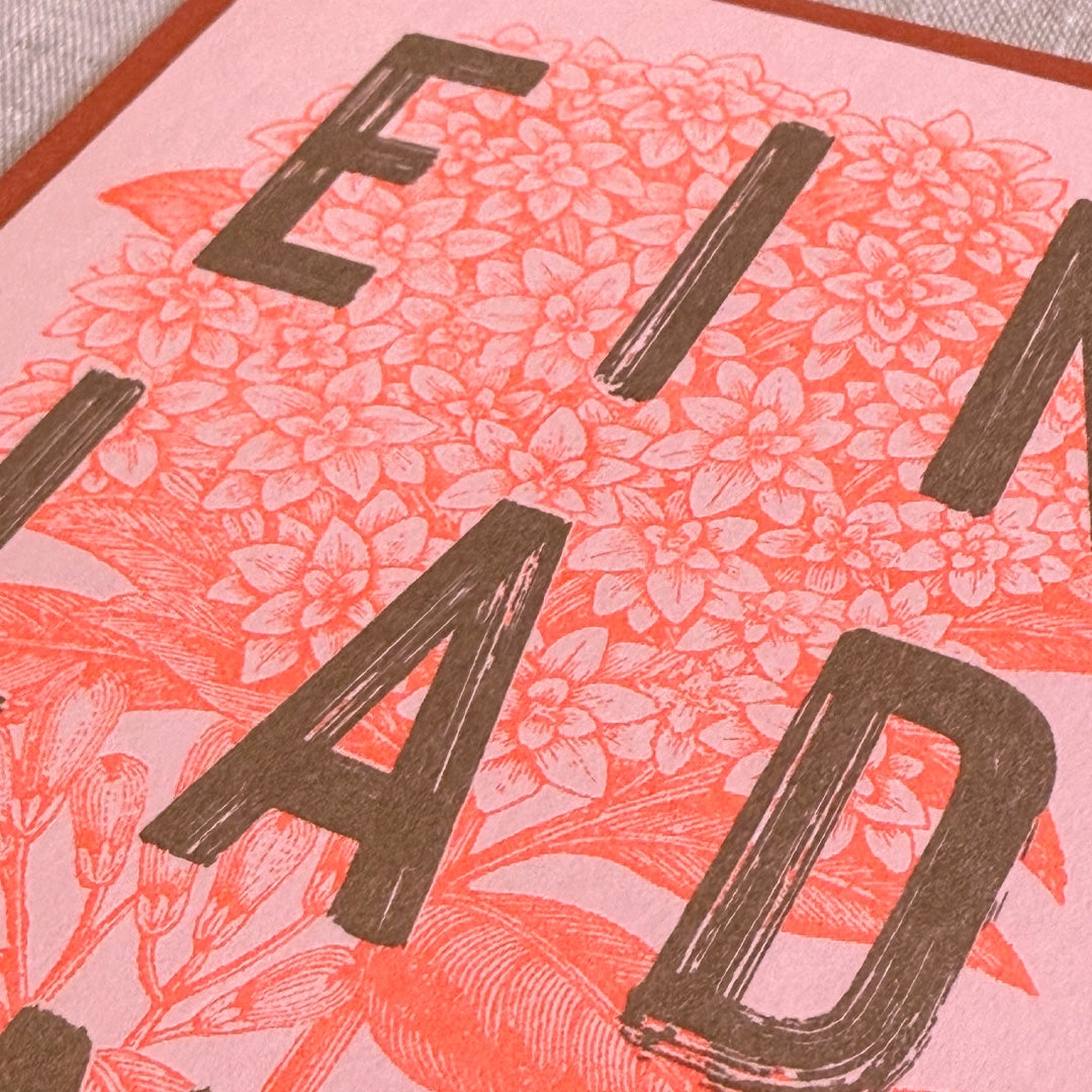 RISO Doppelkarte EINLADUNG mit Umschlag , Neon Orange, handgedruckt  Togethery
