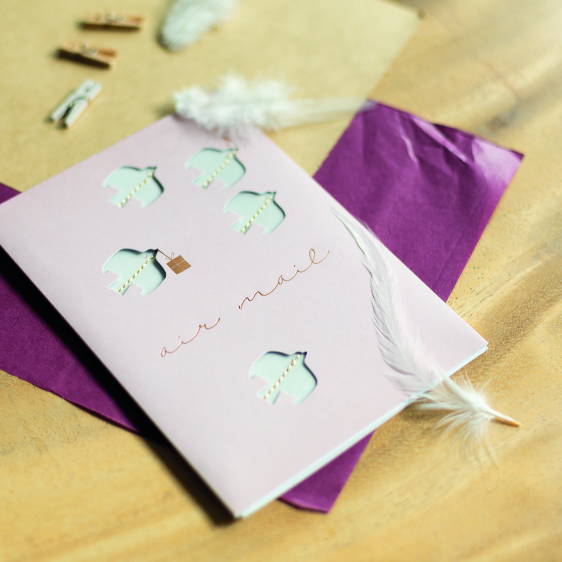 Räder NATURWUNDERKARTE "AIR MAIL" Karte zur Geburt, rosa