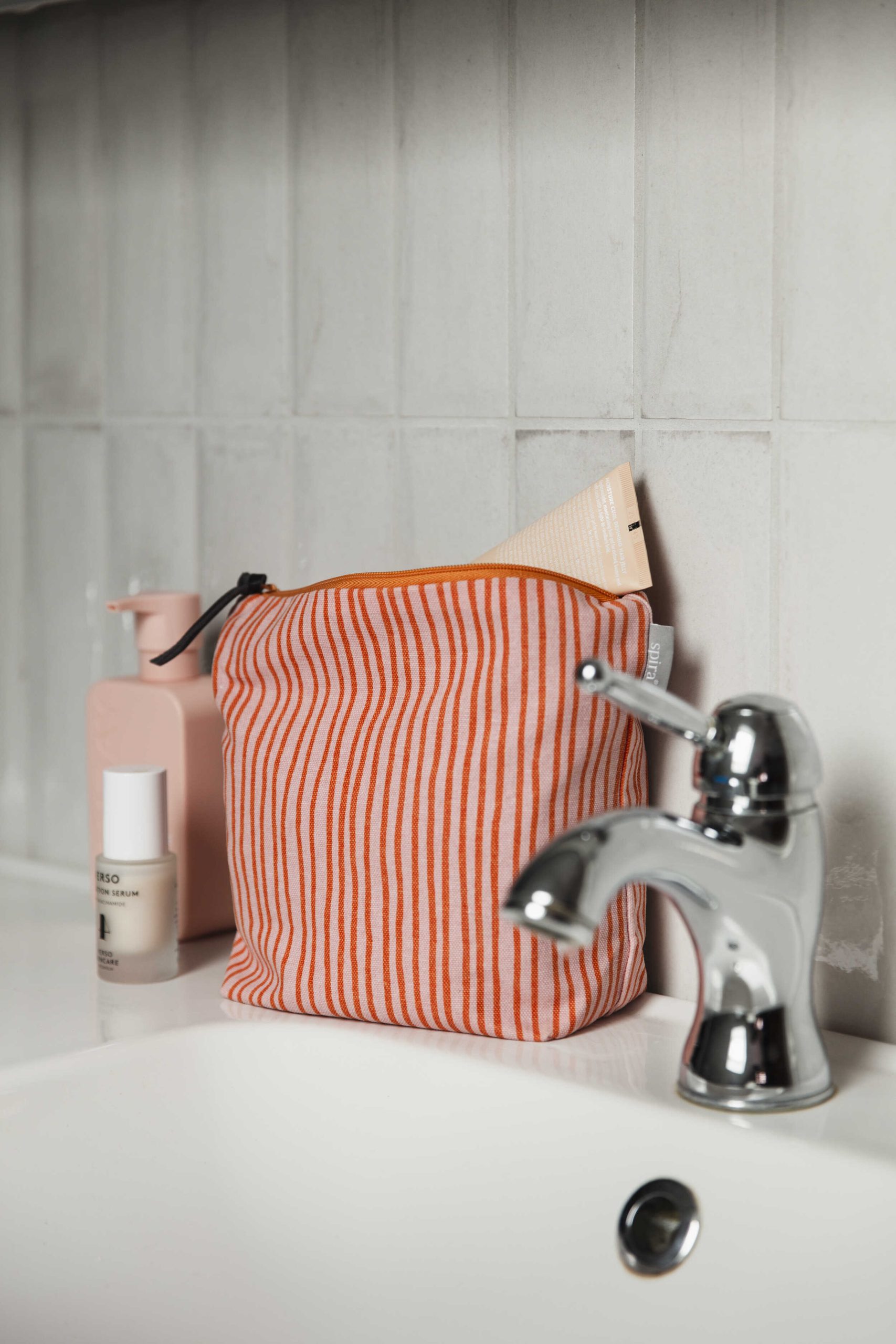 Spira of Sweden Mäppchen STRIPE rosa-orange, Necessaire, ca. 19 x 15 cm