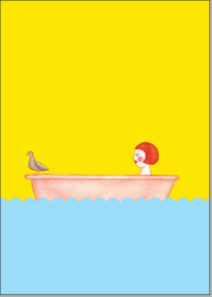 Postkarte Die Reise/ Frau in Badewanne von ask a duck   