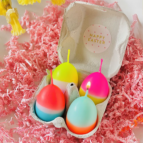 Eierkerzen 4er Set , Dip Dye Eggs * Foursome,   von Pink Stories , Neon