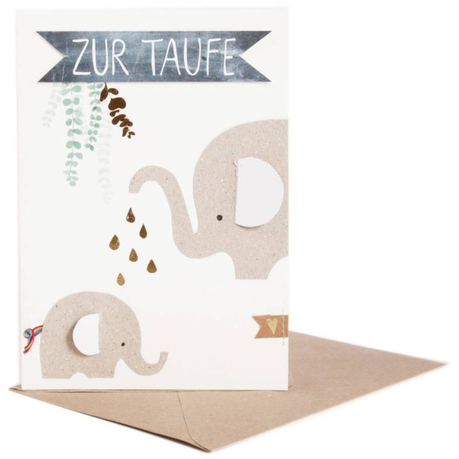 Karte zur Taufe Elefant von Good old friends