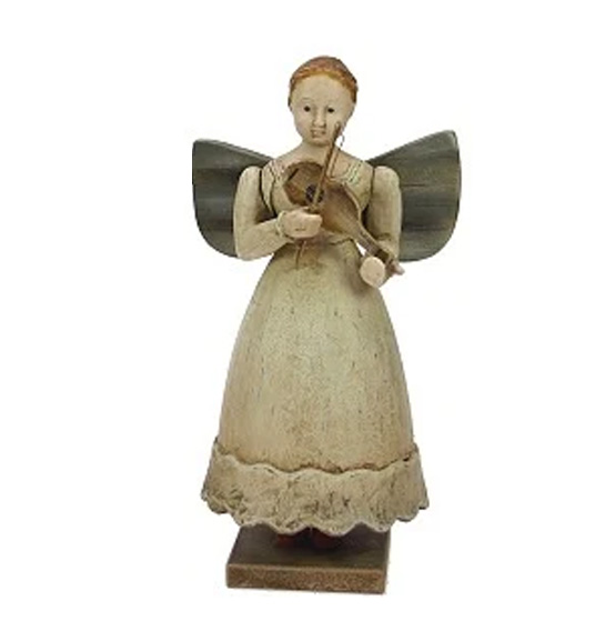 Engel Nr. 13 mit Geige, Vintage Look, ca. 18,5x11x25 cm, Holzoptik Weihnachten , Weihnachtsengel von Meander  