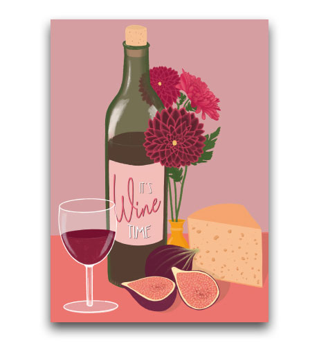 Postkarte Wineday von Toni Starck , Weinflasche