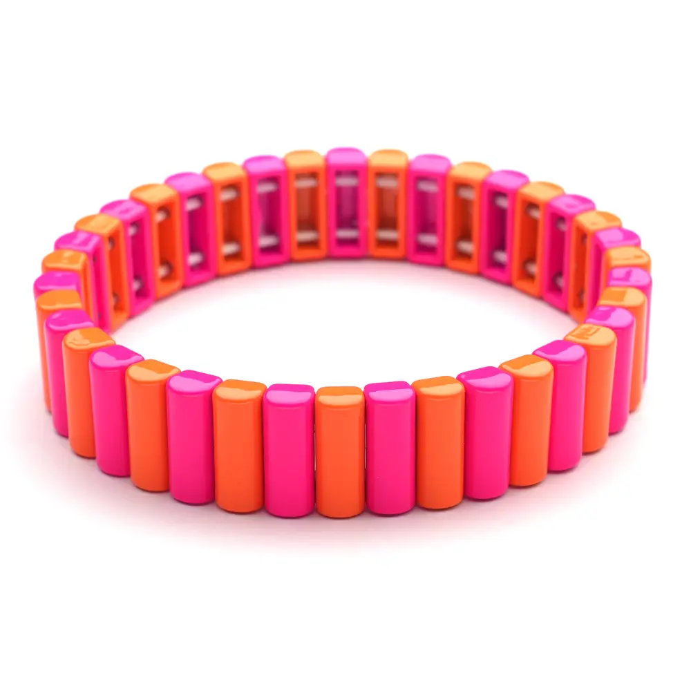 LizzyMae Emaille-Armband Nr. 185 Schiene – Rosa/Orange