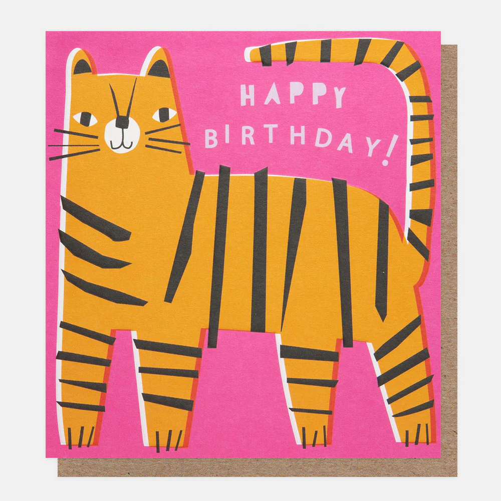 Caroline Gardner Doppelkarte Tiger Happy Birthday , Geburtstagskarte , OFS002