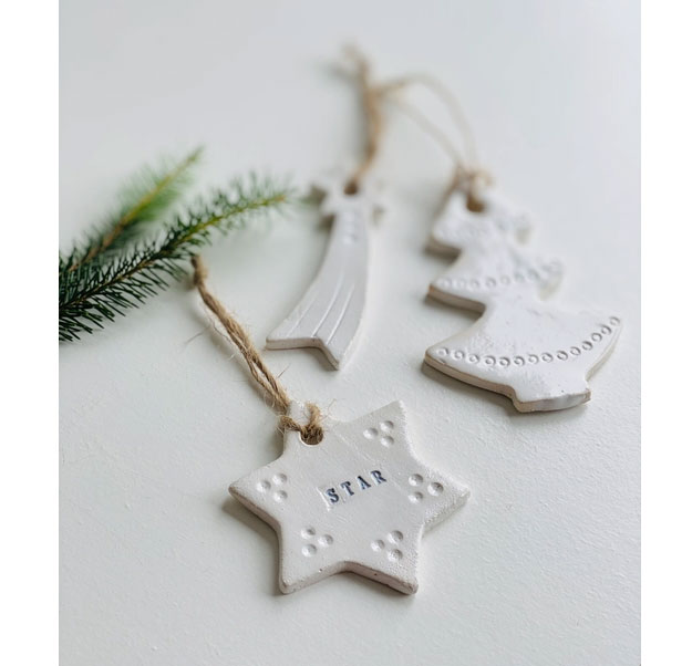 Weihnachtsgeschenk: 3er Set Keramik Weihnachtsbaumaufhänger, Handgetöpfert aus Holland