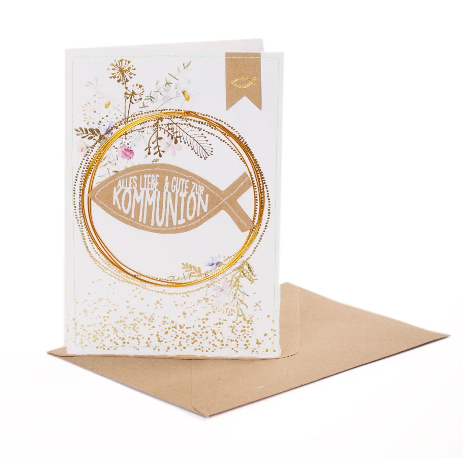 Good old friends Kommunionsblumenkarte "Fisch"