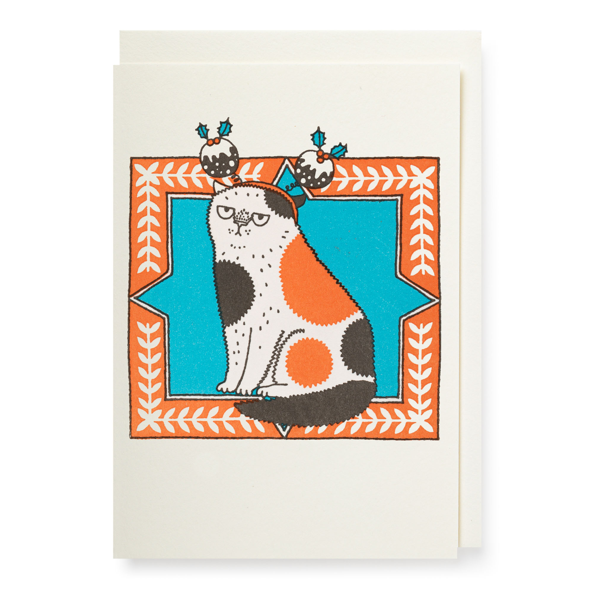 Doppelkarte  Weihnachten "Christmas Cat" von The ARCHIVIST, Letterpress , Katze
