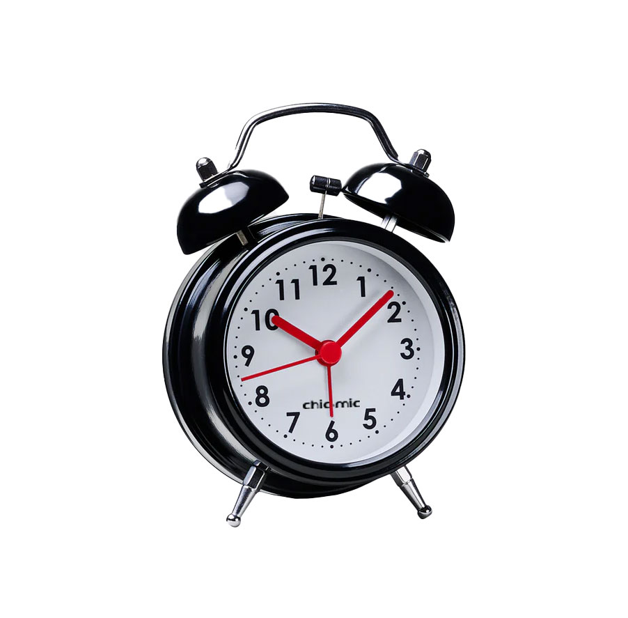 Wecker Retro, Schwarz, mit Licht & Glockenalarm, alarm clock timeless, Uhr