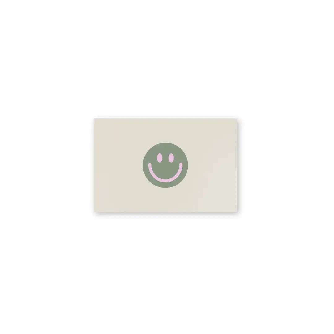 Mini Postkarte - Smiley oliv-flieder, 85 x 55 mm