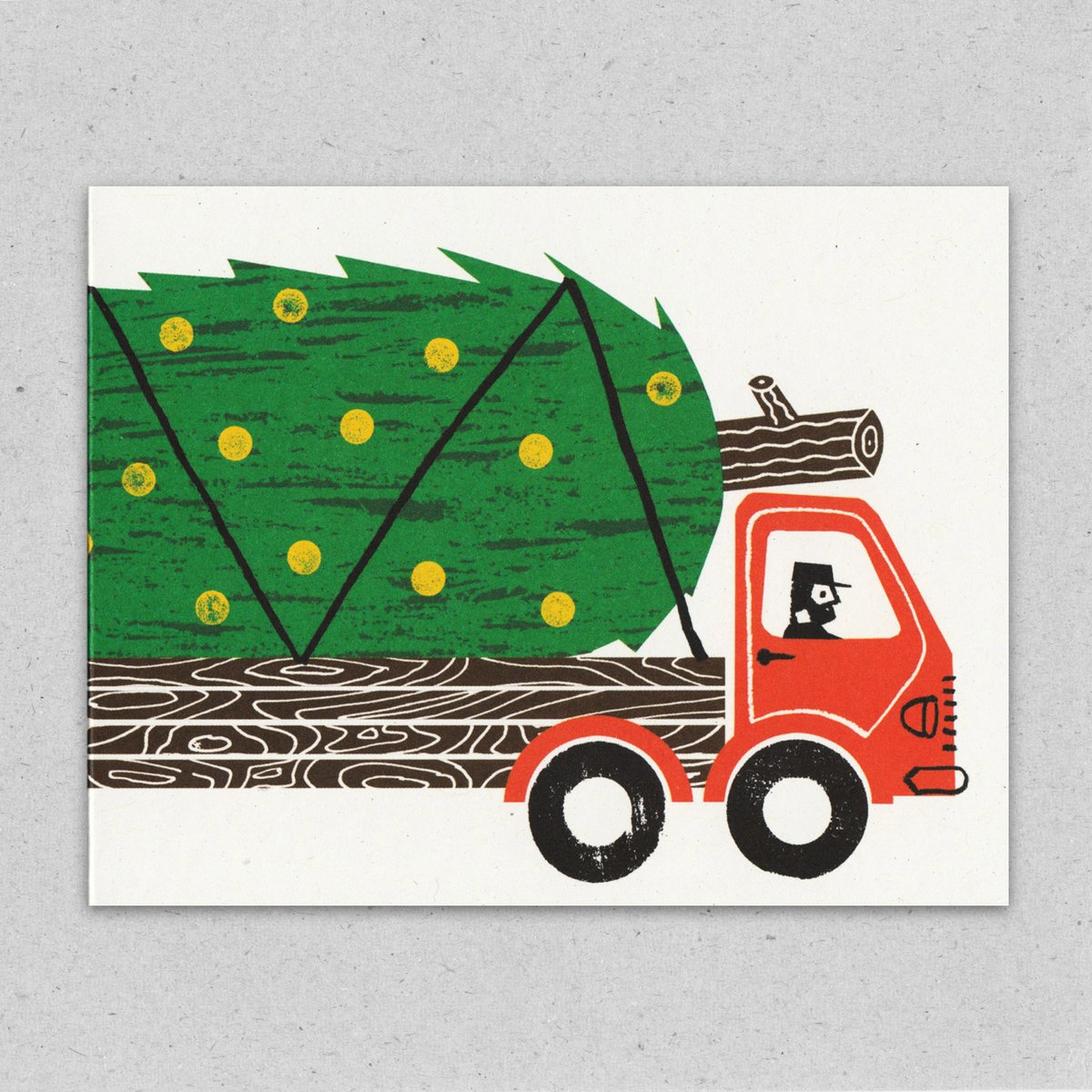 Kleine Doppelkarte "Baumwagen"Massive Tree Truck von  Lisa Jones Studio