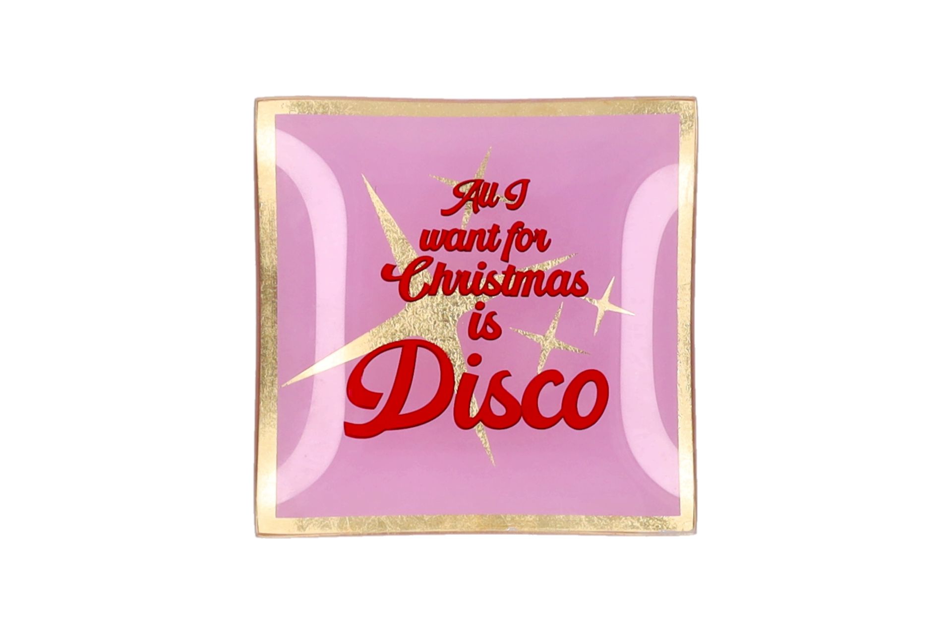 Love Plates, Glasteller S, Motiv: All i want for Christmas is Disco, ca. 10 x 10 cm