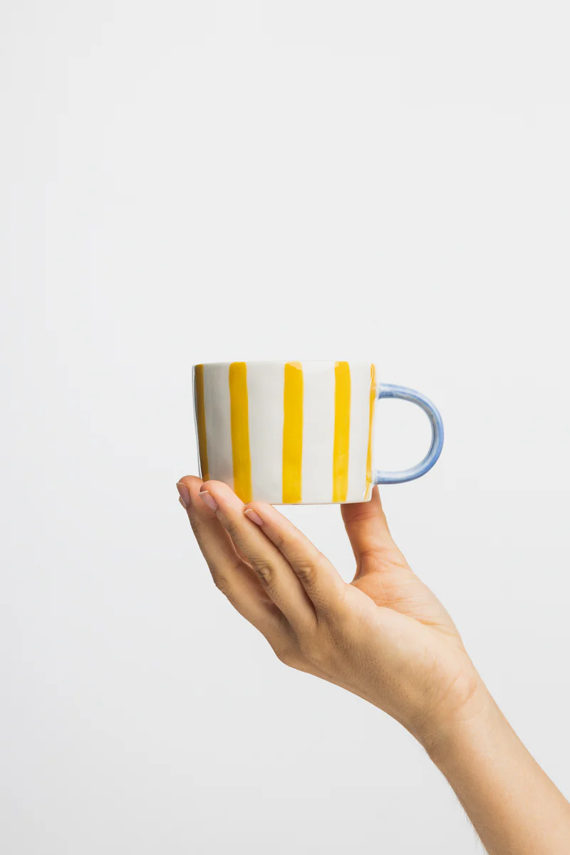 Tasse klein, Streifen gelb, 150 ml, Keramik  