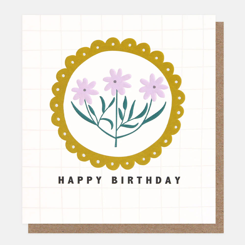 Caroline Gardner Geburtstagskarte Karo & Kranz, Scalloped Flowers Happy Birthday Card, PRE001