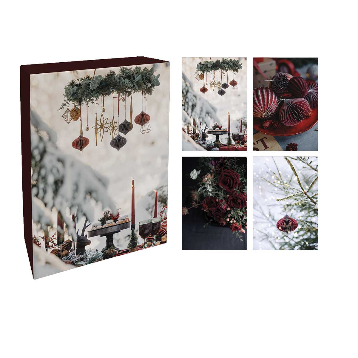 Sköna Ting  " Festive Season" Kartenbox mit 20 Doppelkarten mit Kuverts, 10,5x15 cm