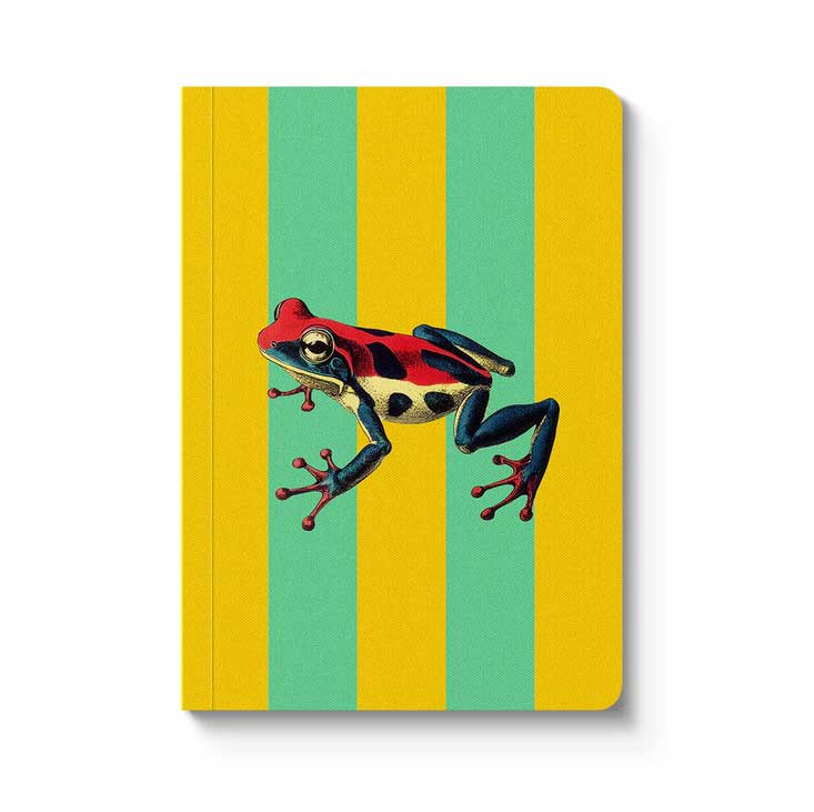 OH DEER Notizbuch A6 Frosch, Striped Frog A6 Premium Paperback Notebook, Streifen  