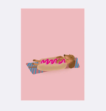 YAY Card Postkarte NEON Hot dog, Dackel