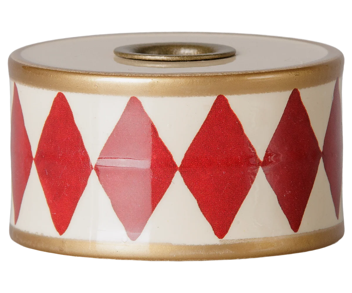 Maileg Kerzenhalter, Trommel – Rot/Weiß