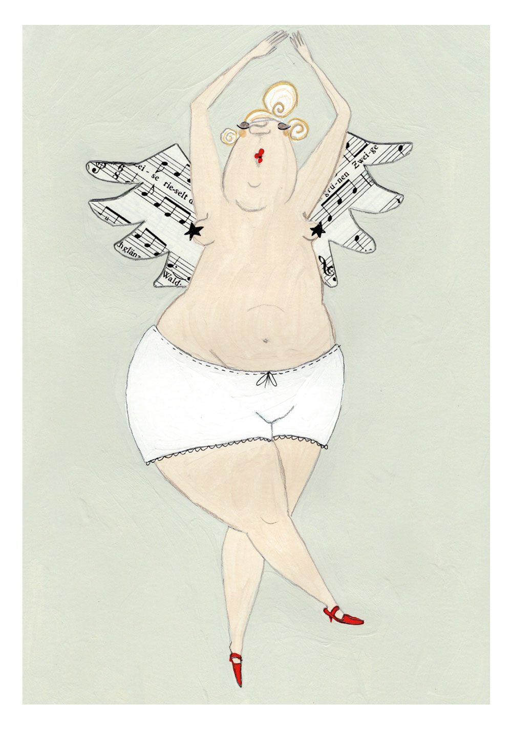 Postkarte kittiekatstudio xmas "notenengelmieder" von kittiekatstudio , Engel