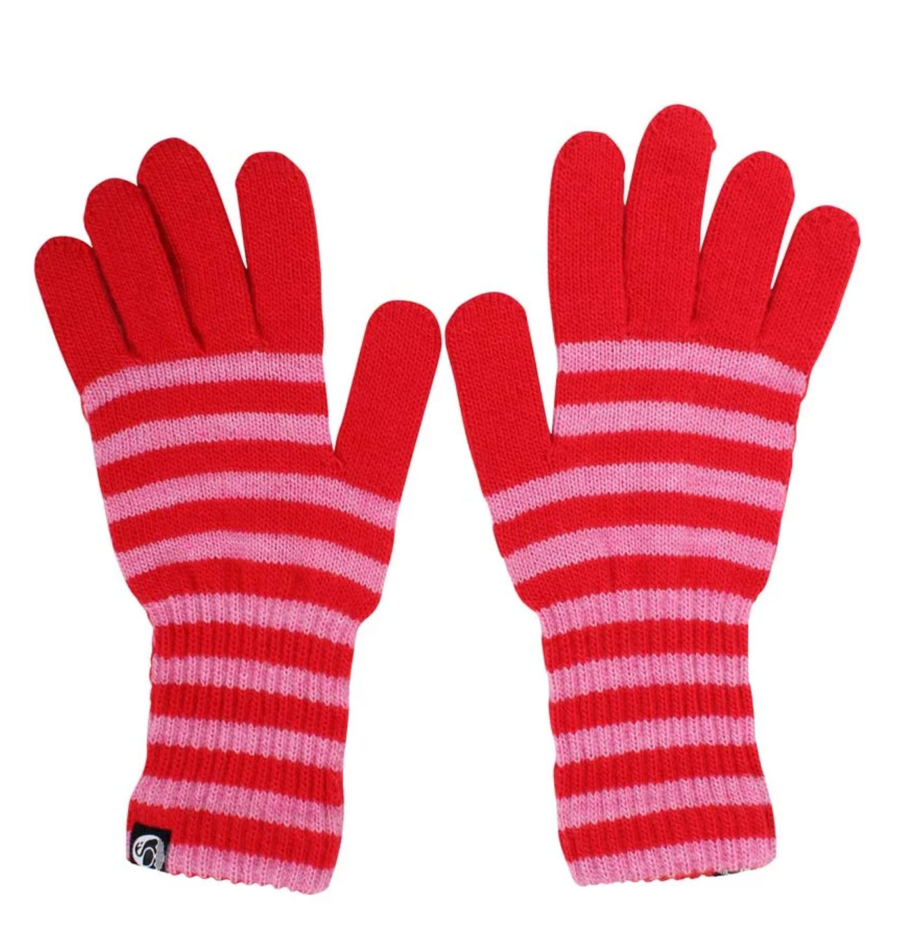 Danefae Danegoose Wollhandschuhe Streifen Leuchtendes Rot/Würziges Pink, ONE SIZE