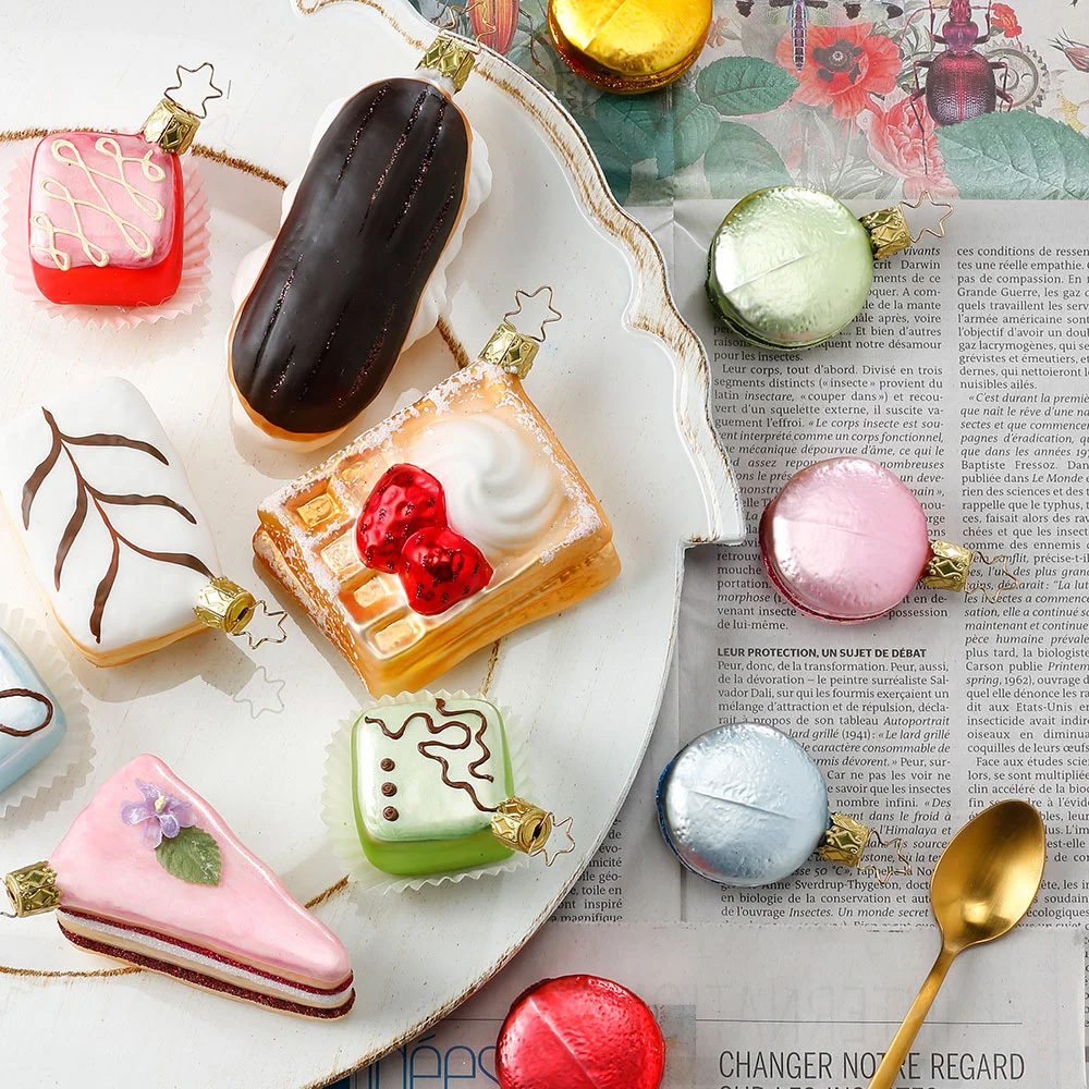 % Inge Glas Kuchenstück, Naked Cake, Christbaumkugel, Kuchen,  ca. 6,5 cm, Glas  , Im Kaffeehaus