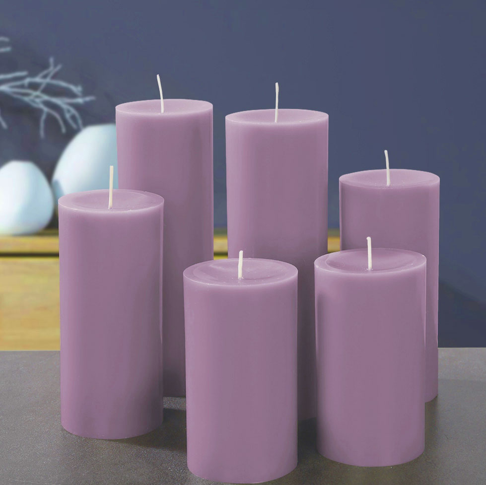 Engels Kerzen, Gegossene Stumpenkerze, D. 8 cm x 15 cm, Farbe: Lavendel