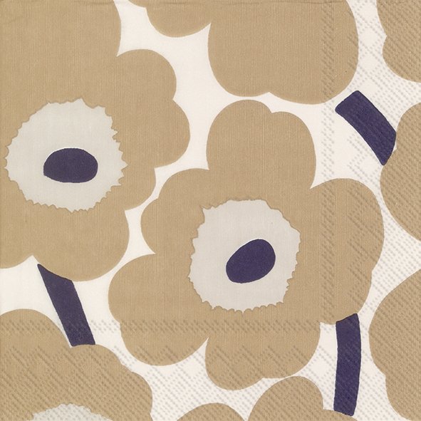 MARIMEKKO Papierservietten UNIKKO cream linen, 25 x 25 cm, Cocktailservietten von IHR  