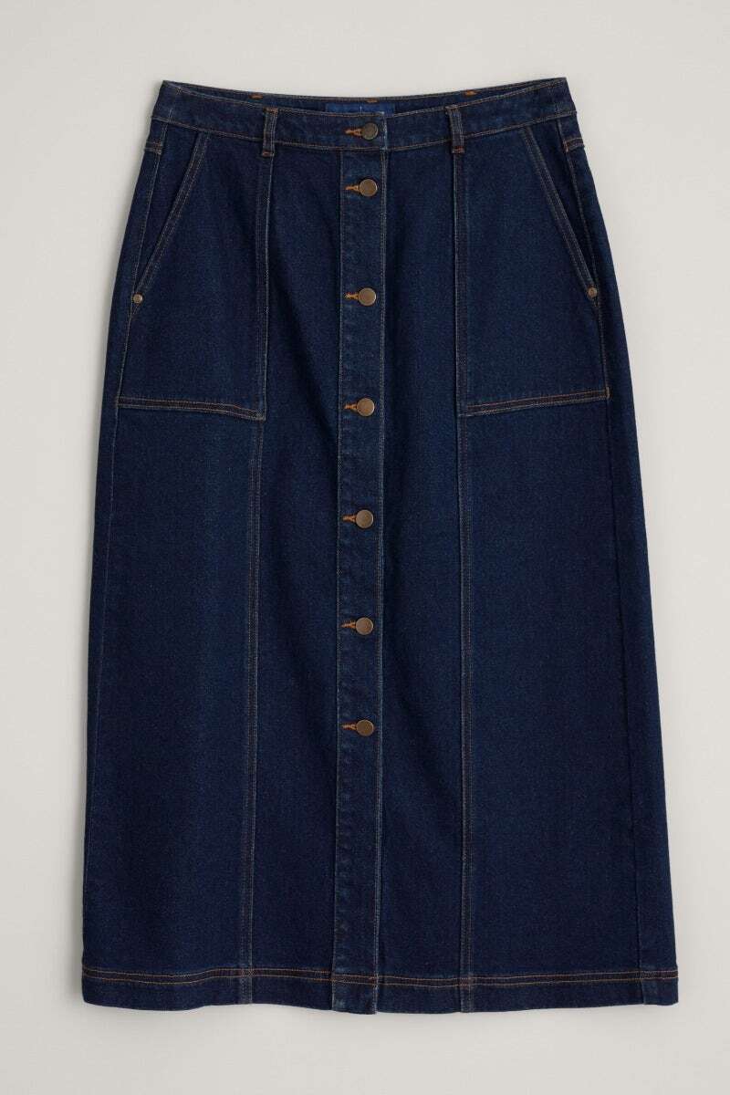 SEASALT CORNWALL Ambrose Skirt-Dark Rinse Wash, dunkler Jeansrock lang