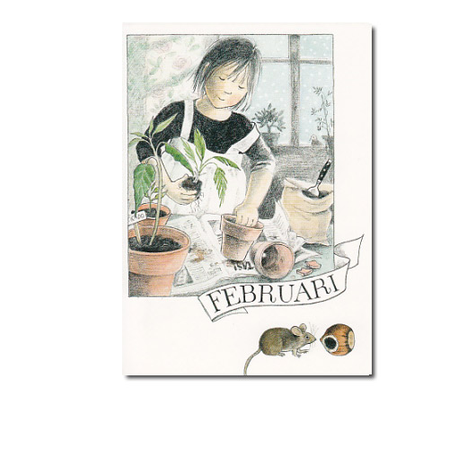 Postkarte -Februar (Linneas Jahrbuch) , Monat  