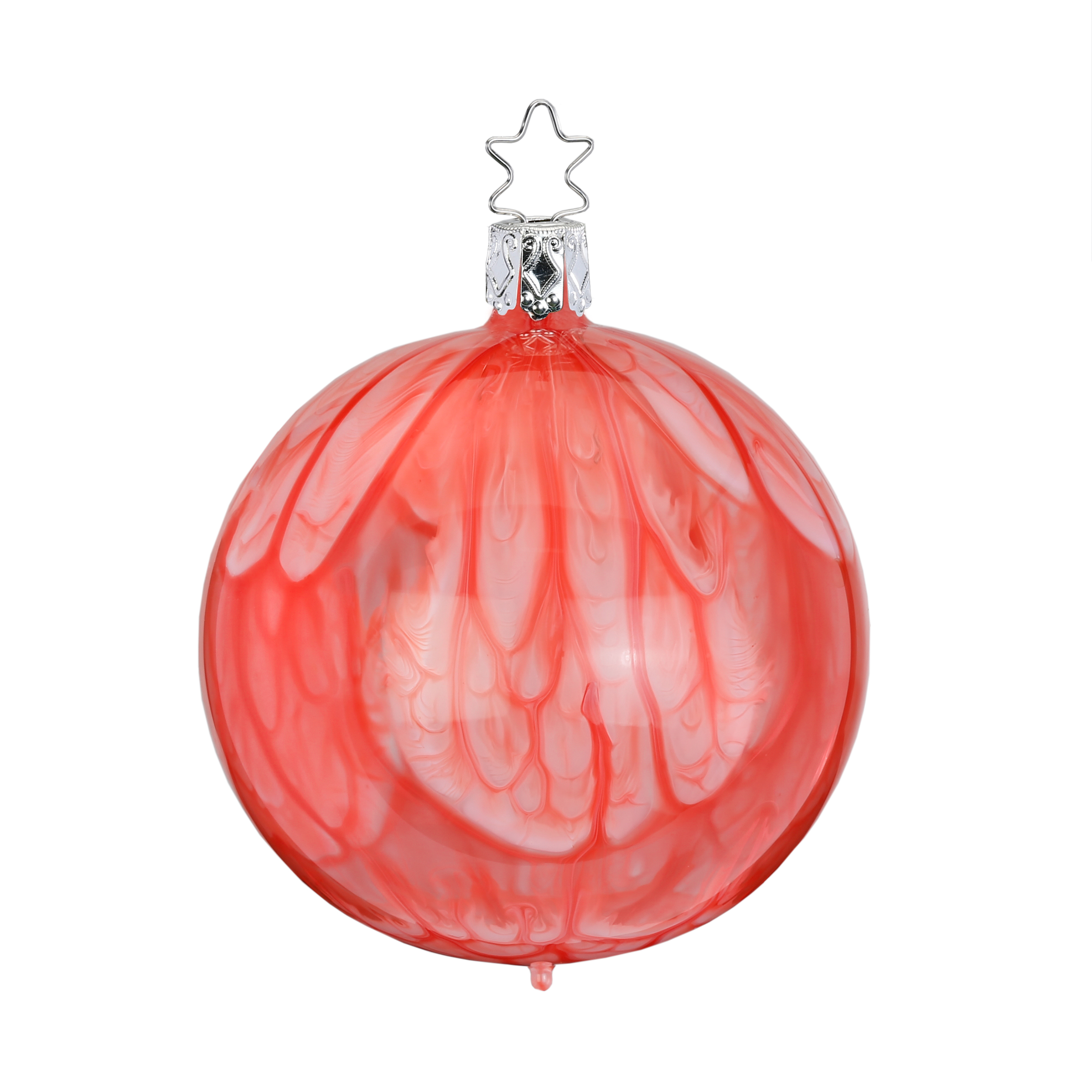 Inge Glas Christbaumkugel Blurred Lines, coral glanz, D. 8cm, Batikoptik