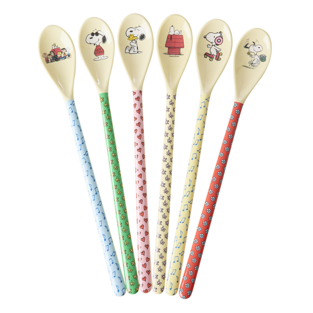Rice Melamin Latte-Löffel Snoopy , ca. 3 x 22,5 cm, creme mit blauen Noten