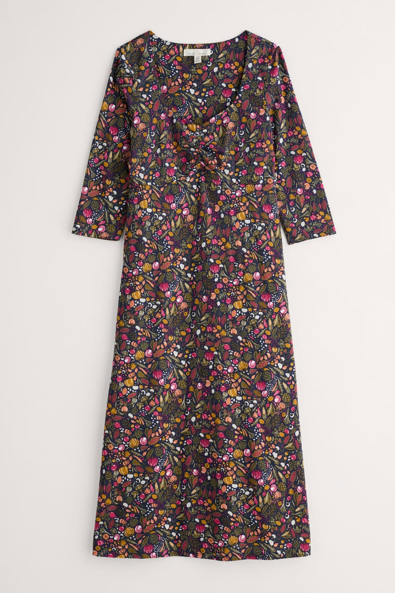 % SEASALT CORNWALL Kleid Secret Cove 3/4 Sleeve Midi Dress, Farbe: Garden Harvest Maritime %