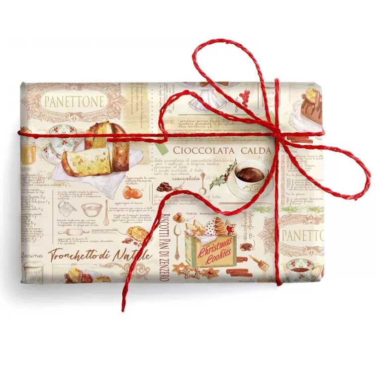 Geschenkpapier SWEET CHRISTMAS, ca. 50 x 70 cm, Goldeffekte, Carta Varese aus Italien  Panetone