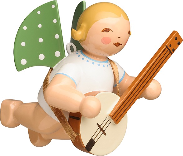 Wendt & Kühn Engel mit Banjo, schwebend,  zum Hängen  , braune Haare