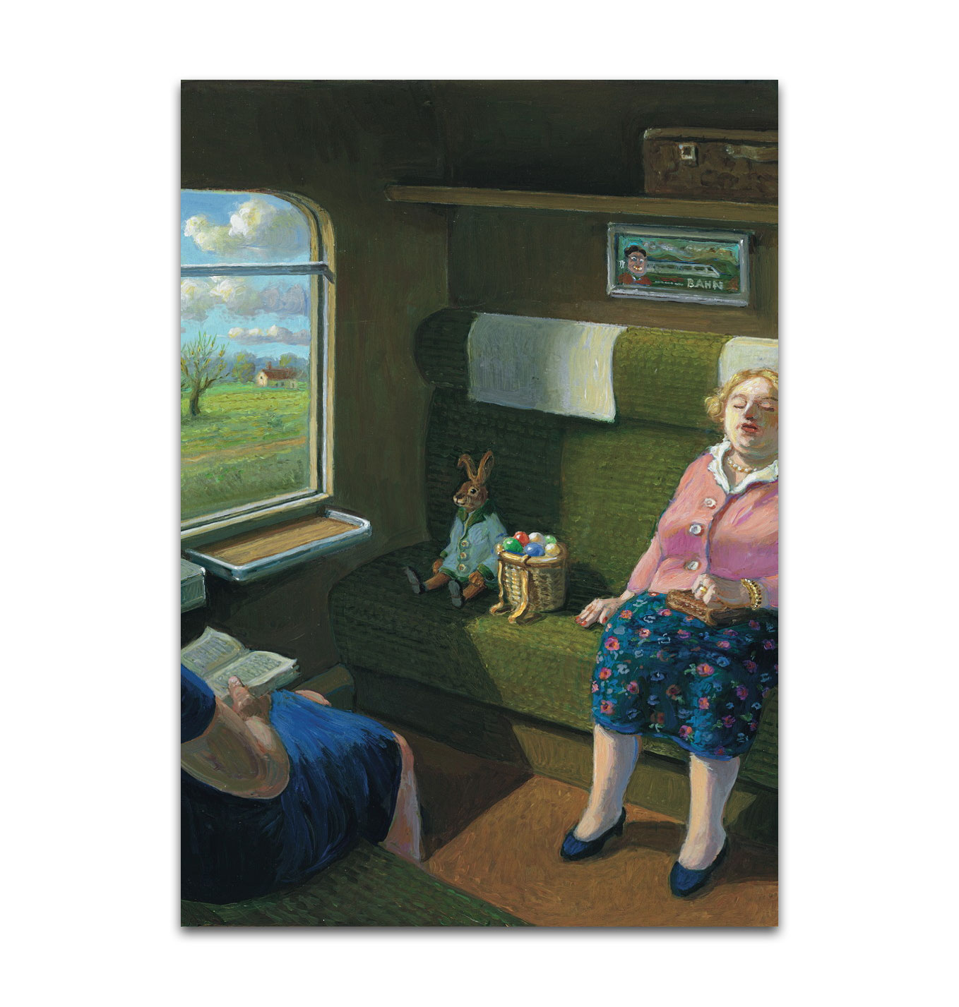 Inkognito Postkarte Osterhase im Zug von Michael Sowa