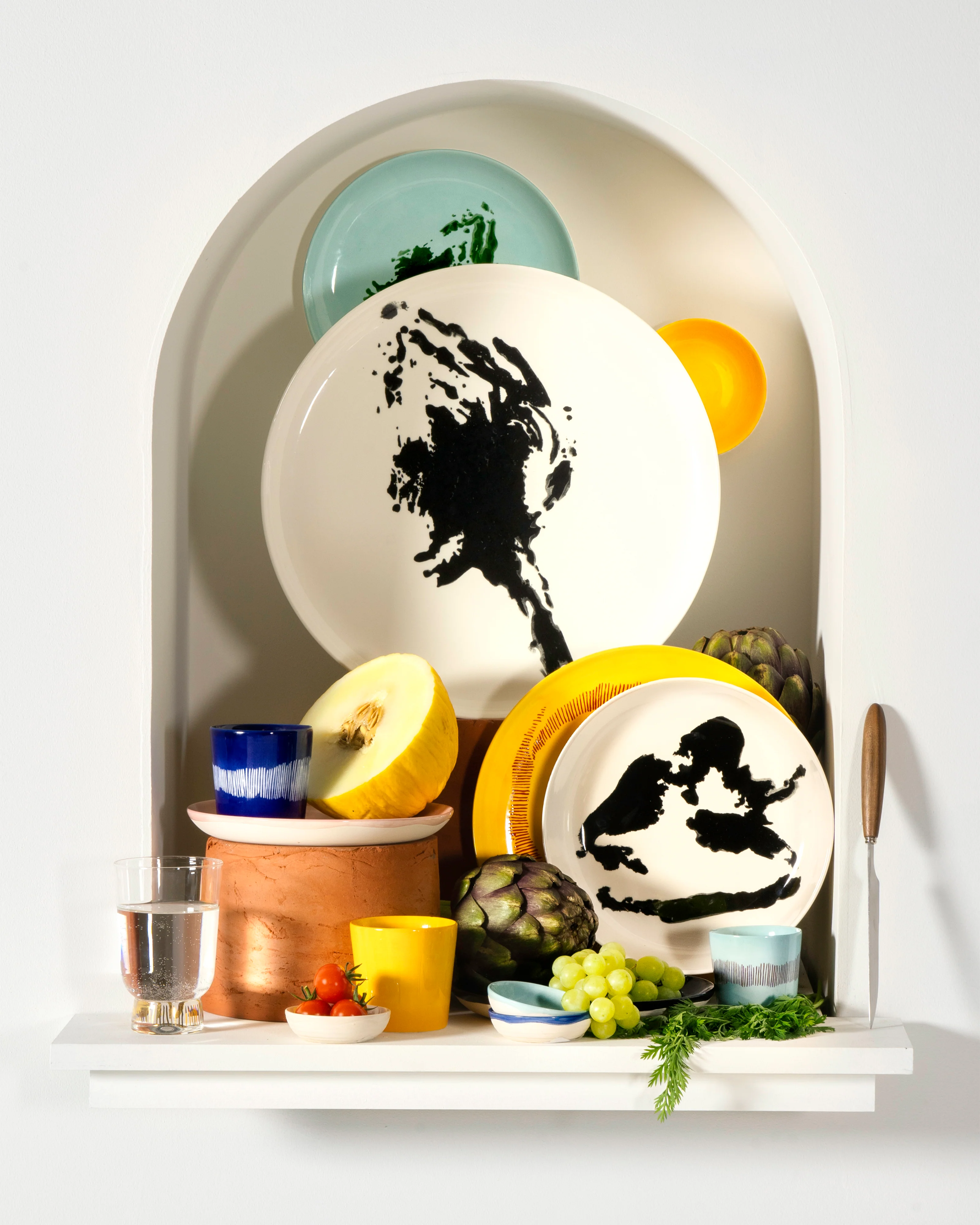 Ottolenghi Frühstückteller grauweiss - blaue Artischocke Feast, D. 19 cm  