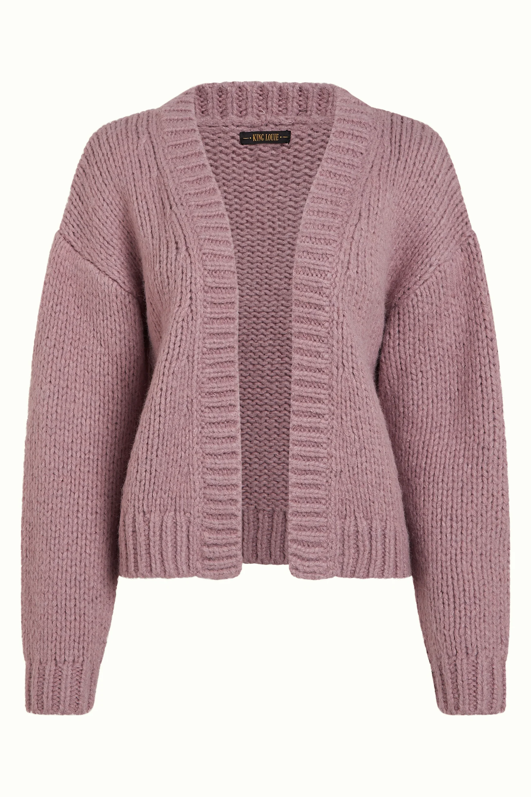 King Louie Cardi Oversize Short Campo Knit , Strickjacke, Farbe Mauve Pink - Campo Knit