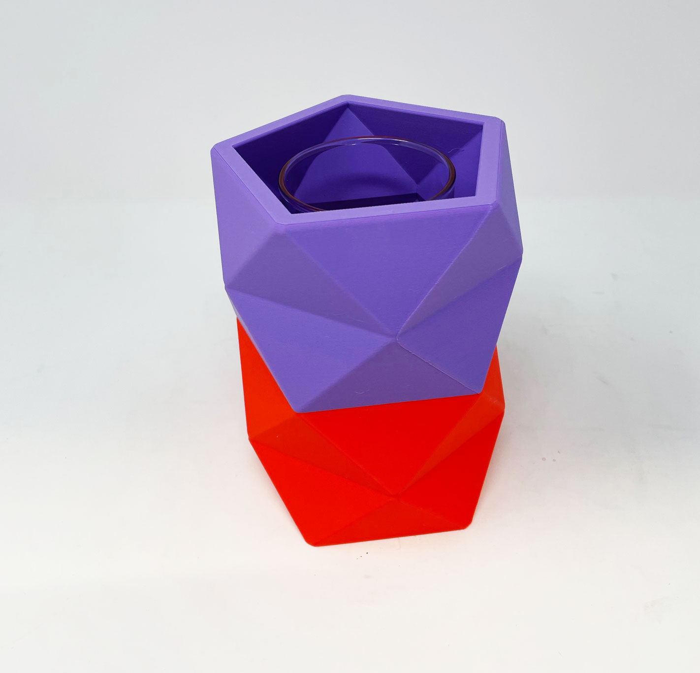Origami Vase M Neon Neon Orange - Lilac, ca. 10 x 15 cm, Bio-Kunststoff  