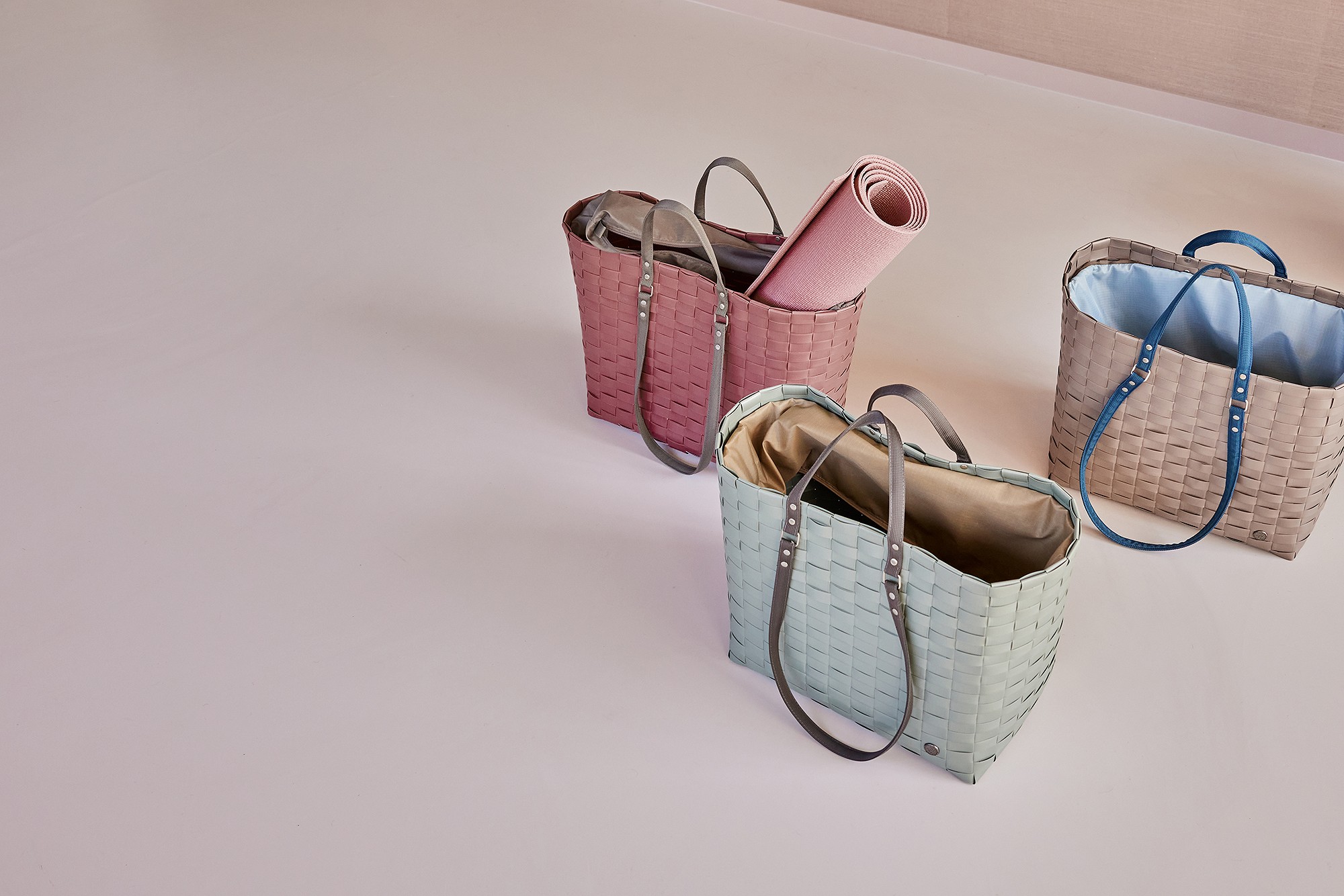 Handed By GO! Shopper, Sport - Freizeittasche Größe L mit Reißverschluss und Bändchengriffen, Farbe:  rustic pink