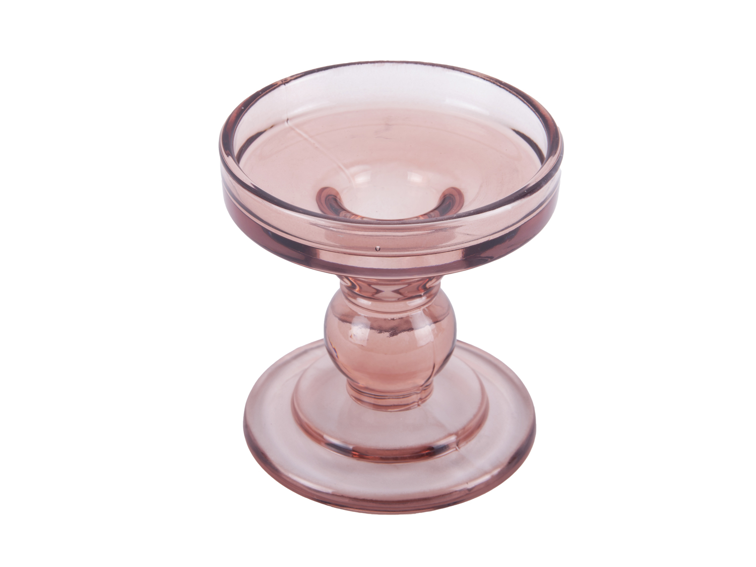 Kerzenständer Glas pink, Höhe ca.9,5 cm, D. ca. 8,5 cm, für Stumpenkerzen 