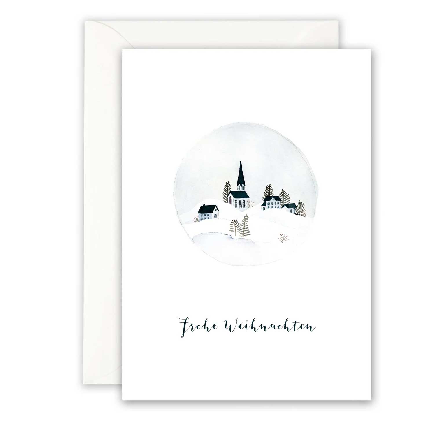 Leo la Douce Postkarte – Schneekugel "Frohe Weihnachtszeit" 