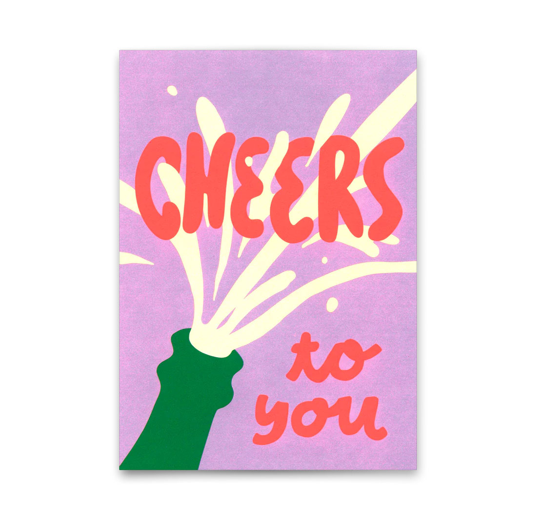 Postkarte "Cheers to you, pop a bottle" | Coole Karte für jeden Anlass von Deli Cards