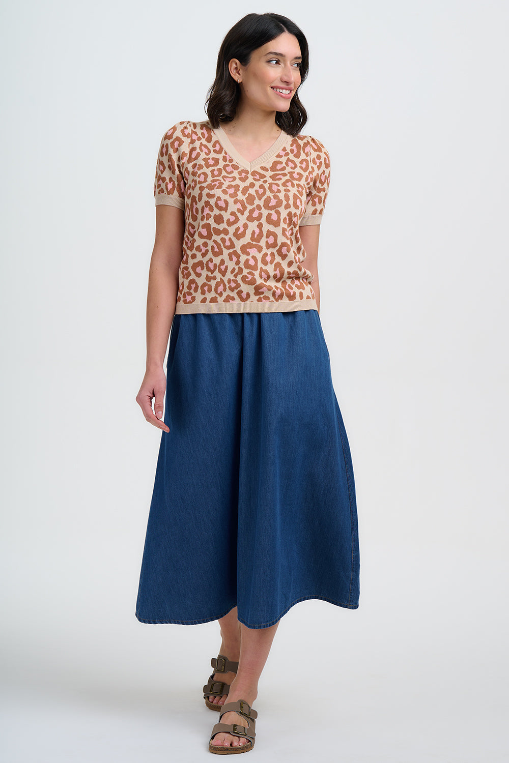 Sugarhill Brighton Gayna Knit Top - Oatmeal, Natural Leopard von sugarhill BRIGHTON , Leo
