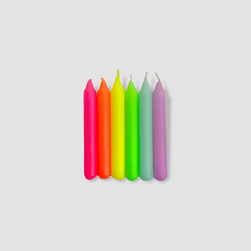 Neon Kerzen "Dip Dye Konfetti * Rainbow" 6er Set von Pink Stories, Baumkerzen