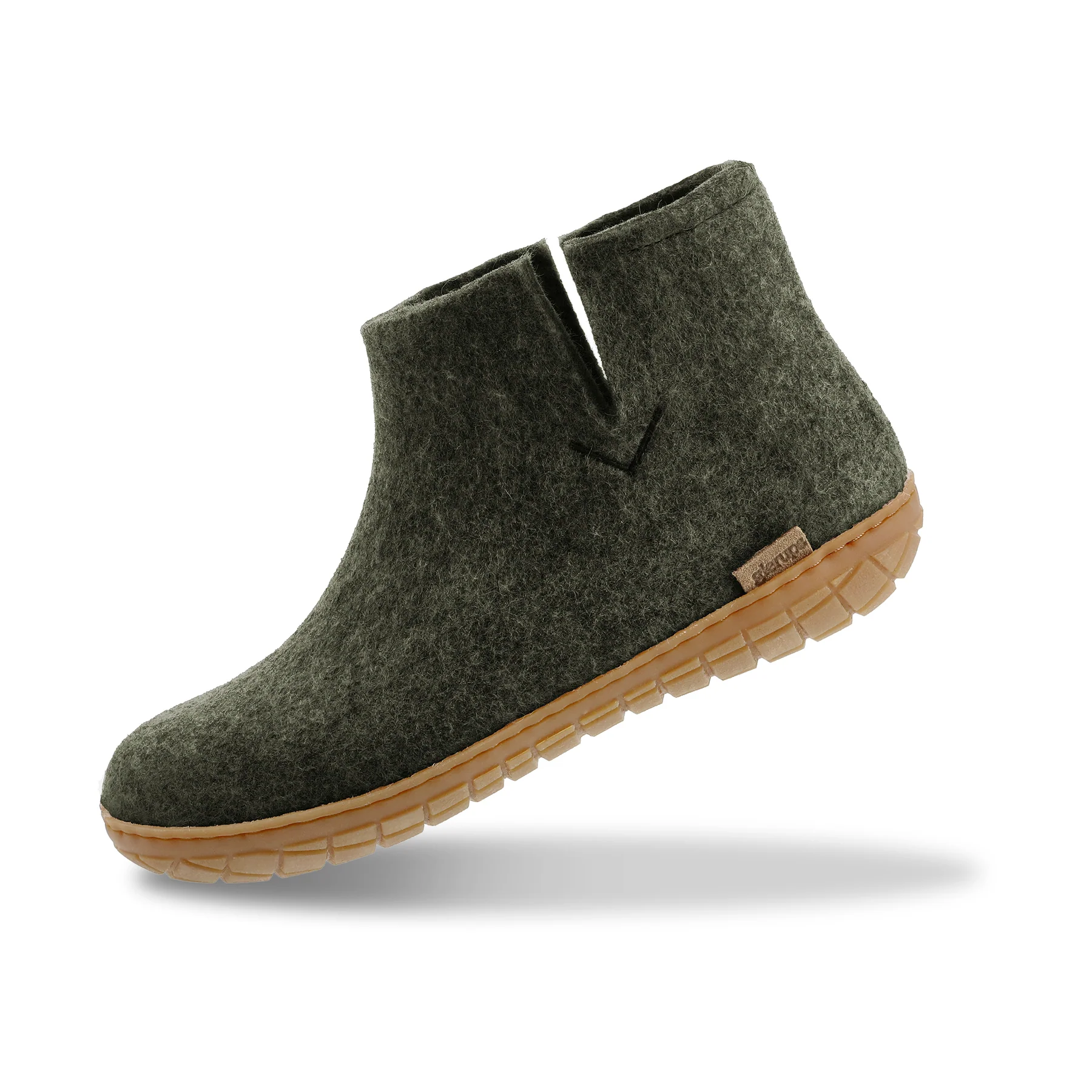 Glerups Ankle Boot 100% Wollfilz , Filzstiefel, forest/dunkelgrün mit Sohle aus Naturkautschuk 