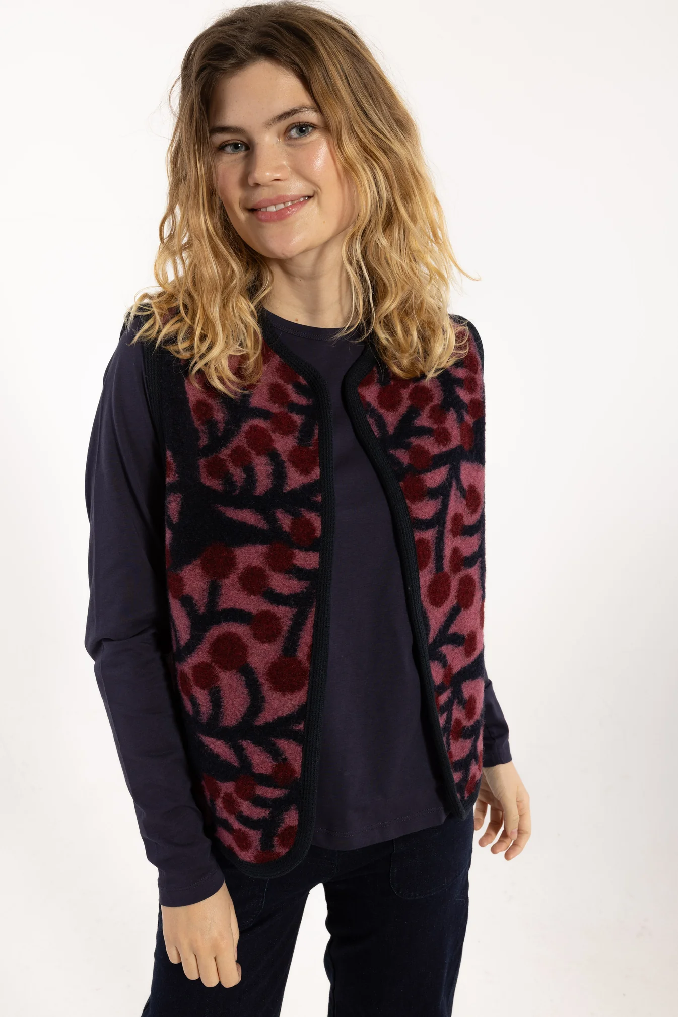 Danefae Danecobra Wool AOP Vest Soft Cherry MACRO MICRO JUMBO