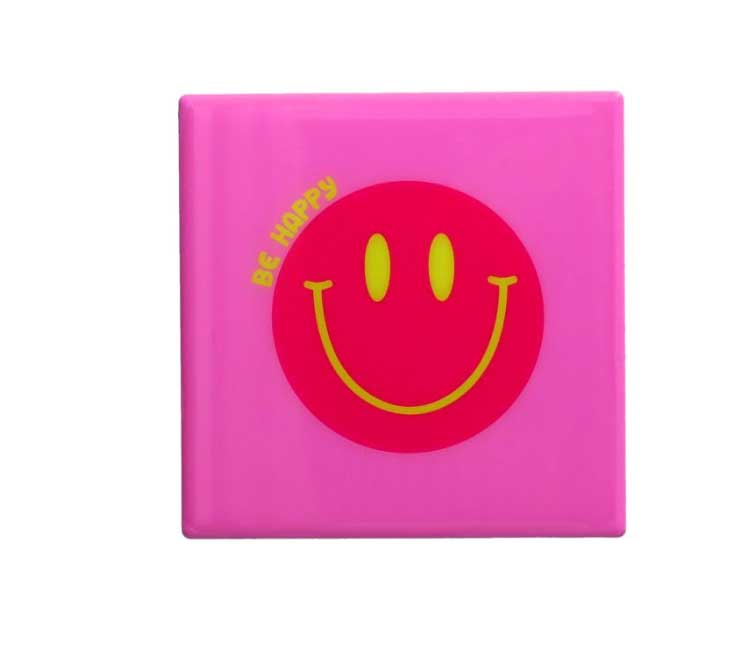 Love Tiles Untersetzer, Motiv: Lachendes Gesicht, rosa, Be Happy