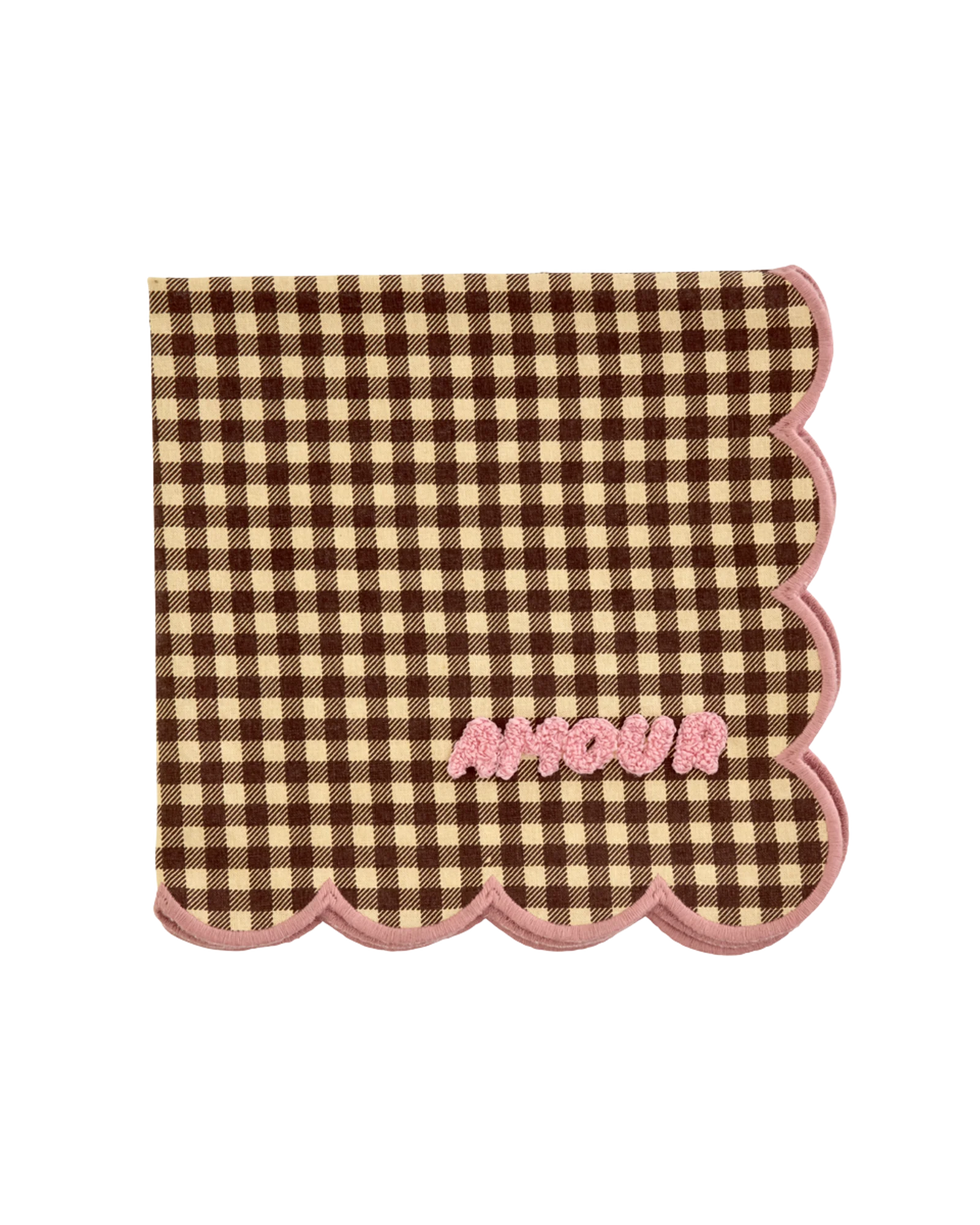 Rice Stoffserviette AMOUR Braun Karo, ca. 45 x 45 cm