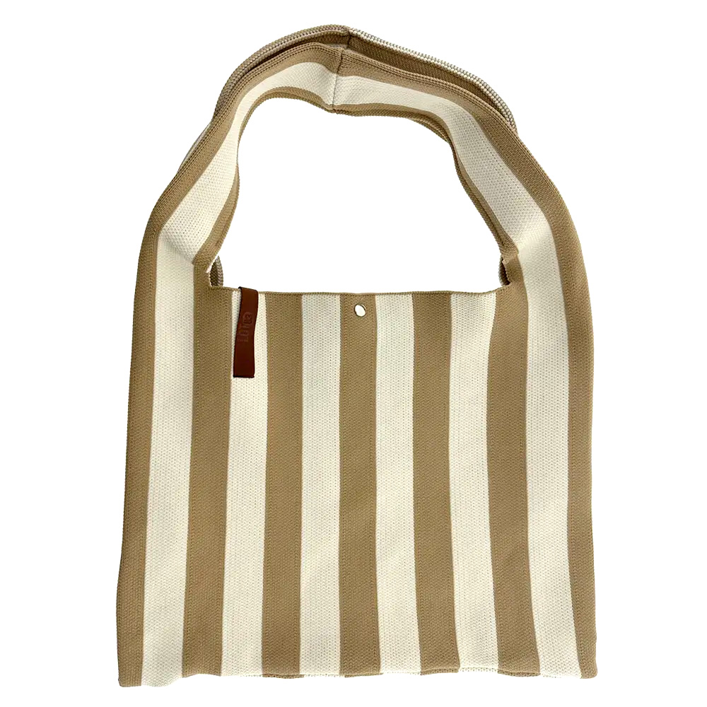 LOT83 Shopper Lois 29, Streifen Khaki-Beige, ca.  45 x 35 cm
